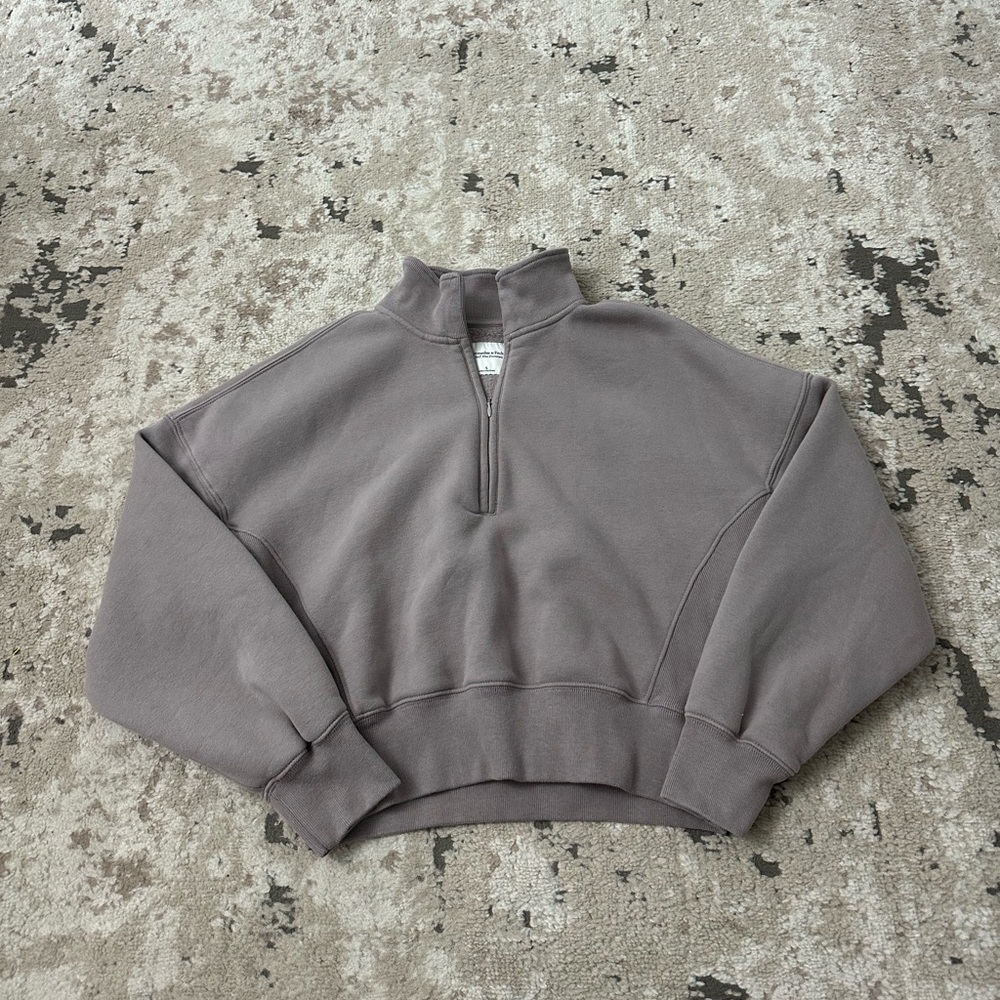 Abercrombie & Fitch Gray Quarter-Zip Sweatshirt
